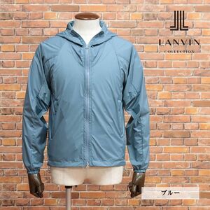 春夏/LANVIN COLLECTION/48サイズ/日本製ウインドブレーカー 撥水 軽量リップストップ 無地 ジップポケット 新品/青/ブルー/ib155/