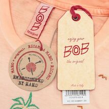 BOB/Lサイズ/Tシャツ ジャージー快適 ロゴ レタード ハンドメイド刺繍 丸首 イタリア製 半袖 新品/オレンジ/ib356/_画像7