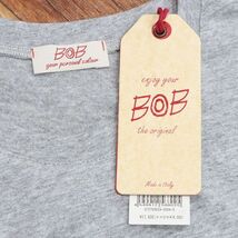 BOB/Lサイズ/Tシャツ 快適ジャージー 花柄パッチ 遊び心 クルーネック イタリア製 半袖 新品/グレー/ib359/_画像6