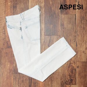 ASPESI/32インチ/イタリー製デニムパンツ CP92 ハリ コシ◎ ブリーチ ダメージ加工 ジーンズ 新品/白×青/if117/