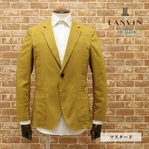 1円/春夏/LANVIN en Bleu/50Xサイズ/プリーツ カラージャケット 清涼 リネン混 無地 アンコン リゾート 新品/マスタード/gf103/