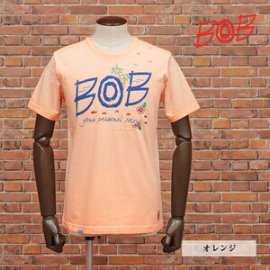 BOB/M size / T-shirt jersey - comfortable Logo letter do hand made embroidery ound-necked Italy made short sleeves new goods / orange /ib356/