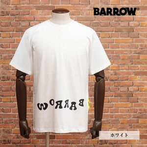 2023春夏/BARROW/Sサイズ/丸首Tシャツ 034041 ロゴ＆POPバックプリント ジャージー伸縮 半袖 新品/白/ホワイト/ib242/