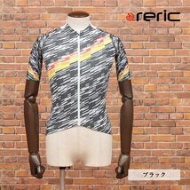 春夏/reric/Sサイズ/サイクルジャージ 吸水速乾 透湿 UV ASTERIA＆マグヌスメッシュ 幾何学 日本製 半袖 新品/黒/ブラック/ib288/_画像1