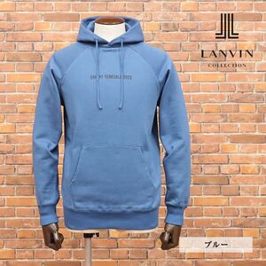 LANVIN COLLECTION/48サイズ/日本製パーカー スウェット レタード プリント ラグラン ストリート サーフ 新品/青/ブルー/ib174/