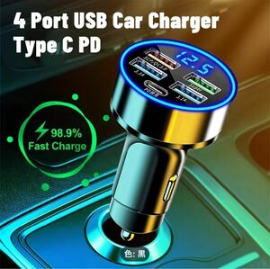 カーチャージャー シガーソケット USB PD 充電器 電圧計