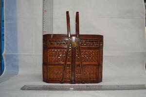 M10）竹工芸　提籠　茶籠　三段籠　インテリア　飾り　用途多種　民芸品