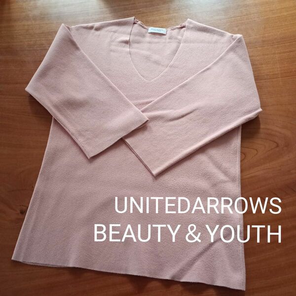 トップス カットソー Vネック カジュアル　ピンク　BEAUTY＆YOUTH　UNITEDARROWS フリー　コットン