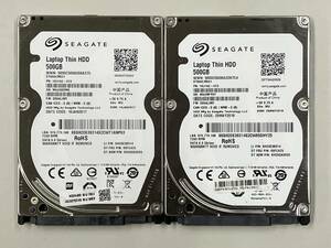 中古 HDD 2個セット SEAGATE Laptop Thin HDD ST500LM021 2.5インチ 7mm厚 SATA 500GB 7200rpm 検査済み ①