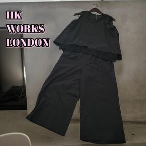 HK WORKS LONDON 美品 しまむら セットアップ くろ 黒 パンツスーツ ノースリーブ 