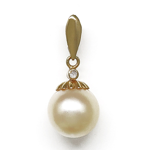 Dkg ★ Бесплатная доставка ★ K18 Diamond Pearl Top 18 Golden Pearl Pearl Приблизительно 8,5 мм жемчужного обаяния