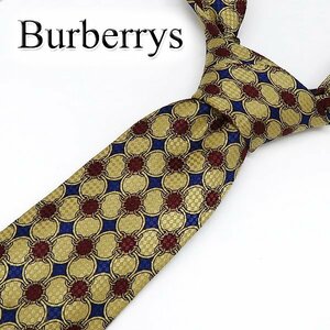 DKG★送料無料 NT6★美品 Burberrys バーバリー ネクタイ 黄 × 紺　BURBERRY バーバリーネクタイ