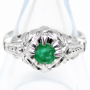 DKG* free shipping * K14WG white gold emerald ring 11 number ~ 11.5 number emerald ring ring 