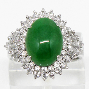 ★ DKG ★ Beauty Pt900 Jade Diamond Ring Кольцо 10,5 Гисча