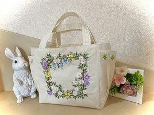  hand embroidery hand made tote bag flower embroidery pocket 3.
