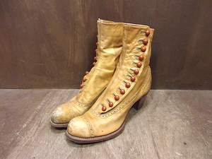 Vintage ~ 20S ● Schulein Ladies Button Up Boots ● 240430Y5-W-BT-21CM Древняя обувь 1920-е годы