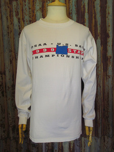 ビンテージ90's●STATE CROSS COUNTRY CHAMPIONSHIPS長袖Tシャツ白size M●240407j5-m-lstshヘインズロンT古着1990s