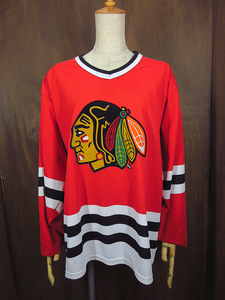 ビンテージ80’s90’s●CCM Chicago Blackhawksホッケーシャツ赤size M●240411j3-m-tsh-otインディアンヘッドNHLジャージ