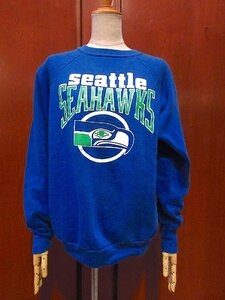 ビンテージ80’s●seattle SEAHAWKSラグランスウェット青size L●240421m1-m-swsフットボールトレーナーメンズ古着