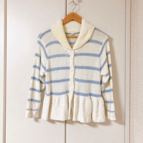 ナルエー ルームウェア カーディガン ボーダー スムージー スムーズィー トップス パジャマ 部屋着 白 青 ブルー 水色