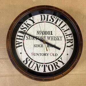 SUNTORY WHISKY OLD 壁時計 壁掛け時計 掛け時計 ウォールクロック 特製樽型時計 樽型 昭和レトロ 中古品 動作確認済み 