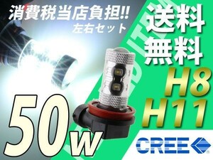 エクストレイル/エリシオン/フォグLED/H8/H11/送料無料50w/CREE