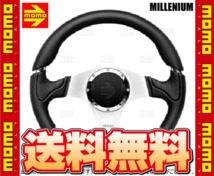 MOMO モモ MILLENIUM ミレニアム 350mm ブラックレザー＆クロームインサート シルバースポーク (M-51_画像2