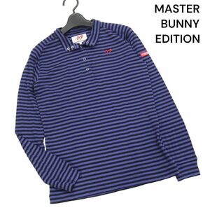 MASTER BUNNY EDITION マスターバニー パーリーゲイツ 通年 ボーダー♪ 長袖 ポロシャツ Sz.1　レディース ゴルフ 日本製　K4T00368_3#C