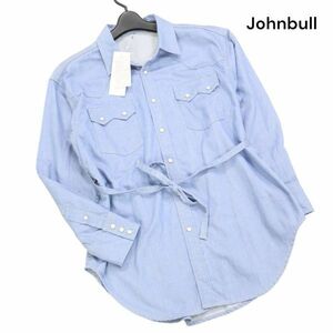 【新品 未使用】 Johnbull ジョンブル AS959 通年 ウエストリボン♪ 長袖 デニム ウエスタン シャツ Sz.F　レディース　K4T00359_3#C