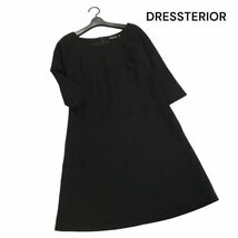 DRESSTERIOR ドレステリア 切替♪ 7分袖 ワンピース Sz.38　レディース 黒 日本製　K4T00273_3#F_画像1