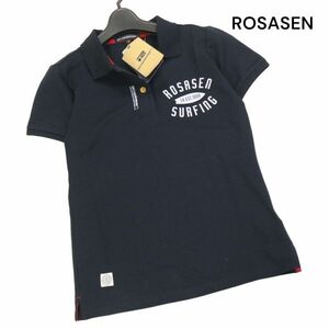 【新品 未使用】 ROSASEN ロサーセン 春夏 T／C ベア 鹿の子♪ 半袖 シャツ ポロシャツ Sz.M　レディース ネイビー ゴルフ　K4T00432_4#A