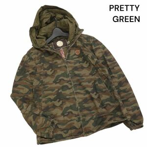 PRETTY GREEN プリティグリーン カモフラ♪ 迷彩 総柄 コットン ジップ フーディー ジャケット パーカー Sz.2　レディース　K4T00451_4#O