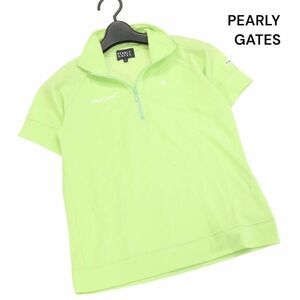 PEARLY GATES パーリーゲイツ 春夏 ロゴ♪ 半袖 ハーフジップ シャツ Sz.0　レディース ゴルフ　K4T00450_4#A