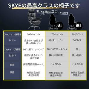 新品 SKYE ゲーミングチェア 座り心地最高 デスクチェア オフィスチェア 肉厚座面 椅子 テレワーク ゲーム用チェア (ブラック)の画像4