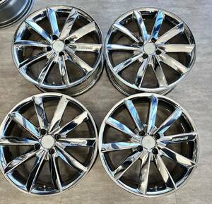 送料無料 中古アルミホイール４本セット　17×7J　PCD100　38／48　 (SHC1797) CUERVO 10　 17インチ 4穴 7.0J 前後オフセット違い