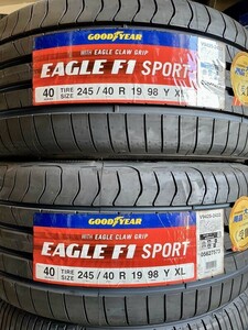 タイヤ交換可 新潟 送料無料 未使用２本SET　245/40R19 98Y XL　GOODYEAR　EAGLE F1 SPORT 2020年～ 夏タイヤ(R0007.2)245/40/19