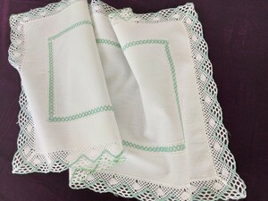  France antique city bro can to.. pepper mint green color. cotton cloth .2 color. color .. taking ... bobbin race . wonderful table runner 