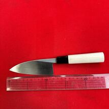 【1円スタート 新品 土佐打刃物】小出刃包丁 アジ切り 黒打ち鍛造 青紙1号 槌目_画像2