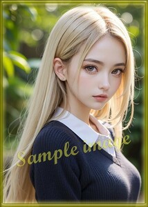 A◇金髪系美少女◇101円スタート◇[高解像度]◇A4写真用光沢紙◇4253◇グラビアイラストアートポスター◇