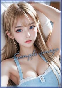 A◇サラサラ金髪美少女◇101円スタート◇[高解像度]◇A4写真用光沢紙◇3972◇グラビアイラストアートポスター◇