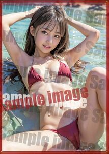 4点購入で1点無料◇[高解像度]ビキニ美女◇A4写真用光沢紙◇105◇イラストアートポスター◇水着グラビア