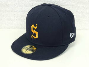 美品 11AW シュプリーム Supreme New Era S Logo New Era Cap Sロゴ 刺繍 ニューエラ コラボ キャップ 帽子 7 1/4 57.7cm ネイビー