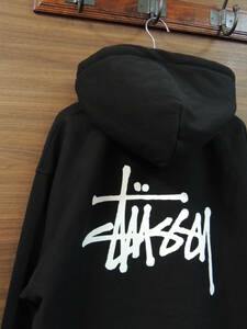 ★ 美品 人気 完売 グアテマラ製 STUSSY ステューシー BIG STOCK LOGO HOODIE 筆記体 ビッグロゴ スウェット パーカー 黒 90S 黒タグ 復刻