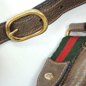 ★ オールド グッチ OLD GUCCI イタリア製 シェリーライン GG PVC レザー コンビ 巾着 ショルダーバッグ 斜めがけ GG柄 VINTAGEの画像7