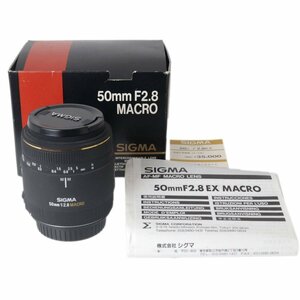 SIGMA シグマ 50mm F2.8 EX MACRO for CANON AF 元箱、取扱説明書、前後キャップ 4005151 NT ABランク