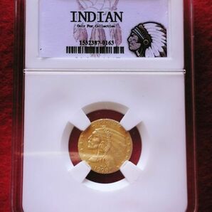 ▲ 1908 アンティークコイン 年 アメリカインディアン金貨 ハーフダラー スラブケース入りの画像1