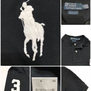 Polo Ralph Lauren ポロ ラルフローレン ビッグポニー 鹿の子 ポロシャツ トップス 黒 サイズS スリムフィット 半袖 ブラックの画像5