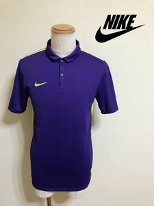 【美品】 NIKE ナイキ ドライポロシャツ ウェア トップス パープル ネオンイエロー サイズM 170/88A 半袖 644660