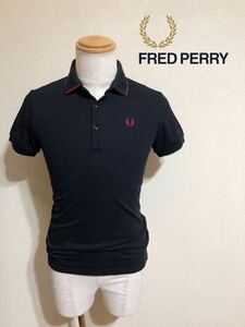 FRED PERRY フレッドペリー 鹿の子 ポロシャツ トップス サイズS 半袖 黒 ヒットユニオン 日本製 