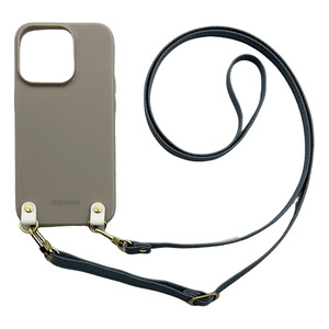 iPhone14 Pro Max スマホケース（くすみグレー/ブルーグレー）ソフトケース ストラップ 肩掛け 首かけ